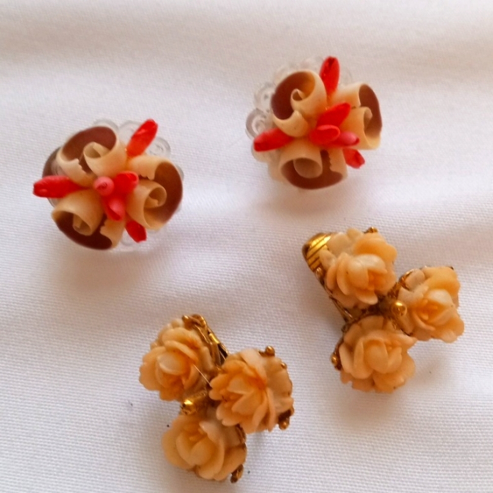 Vintage shell clip on earrings